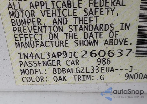 2018 Nissan Altima 2.5 S z USA, uszkodzony, nr VIN 1N4AL3AP9JC260637